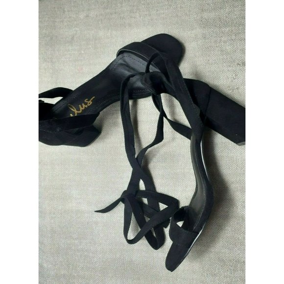 Lulu's Heels Black Faux Suede Airis Ankle Wrap Size 6.5 - Picture 7 of 7